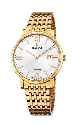 Festina Uhr Für Herren F20020/1 Swiss Made Gold Edelstahl Case GoldEdelstahl Band von Festina