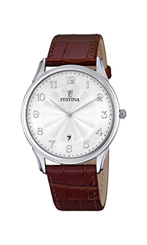 Festina Herren Analog Quarz Uhr mit Leder Armband F6851/1 von Festina