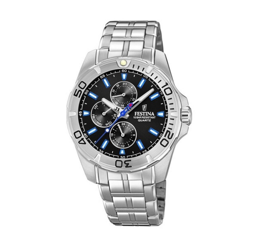 Festina Luxusuhr Festina Herren Multi Zifferblatt Quarz Uhr mit Edelstahl Armband von Festina