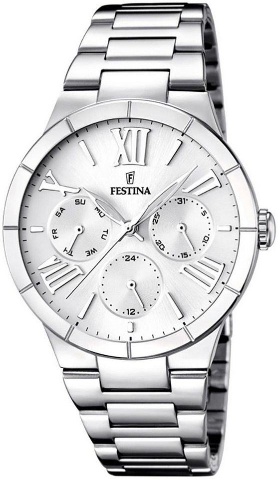 Festina Multifunktionsuhr Festina Damen Uhr F16716/1 Multifunktion, (Analoguhr), Damen Armbanduhr rund, Edelstahlarmband silber von Festina
