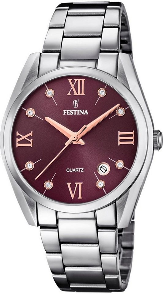 Festina Quarzuhr Boyfriend Collection F16790/E, Armbanduhr, Damenuhr, Edelstahlarmband, Datum von Festina