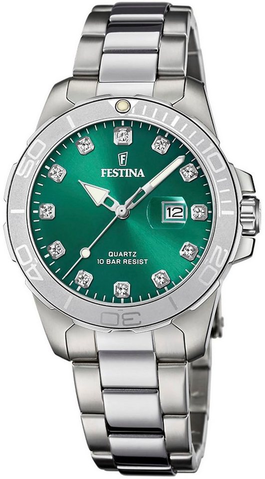 Festina Quarzuhr Boyfriend Collection F20503/7, Armbanduhr, Damenuhr, Edelstahlarmband, bis 10 bar wasserdicht, Datum von Festina