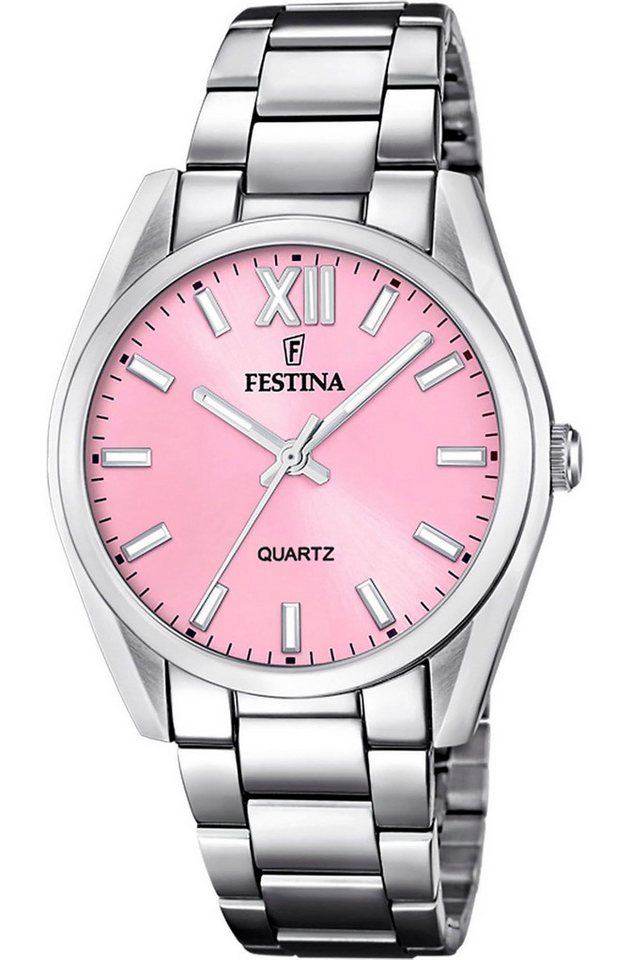 Festina Quarzuhr Boyfriend Damenuhr F20622-M Rosa Edelstahlband 36,8 mm von Festina
