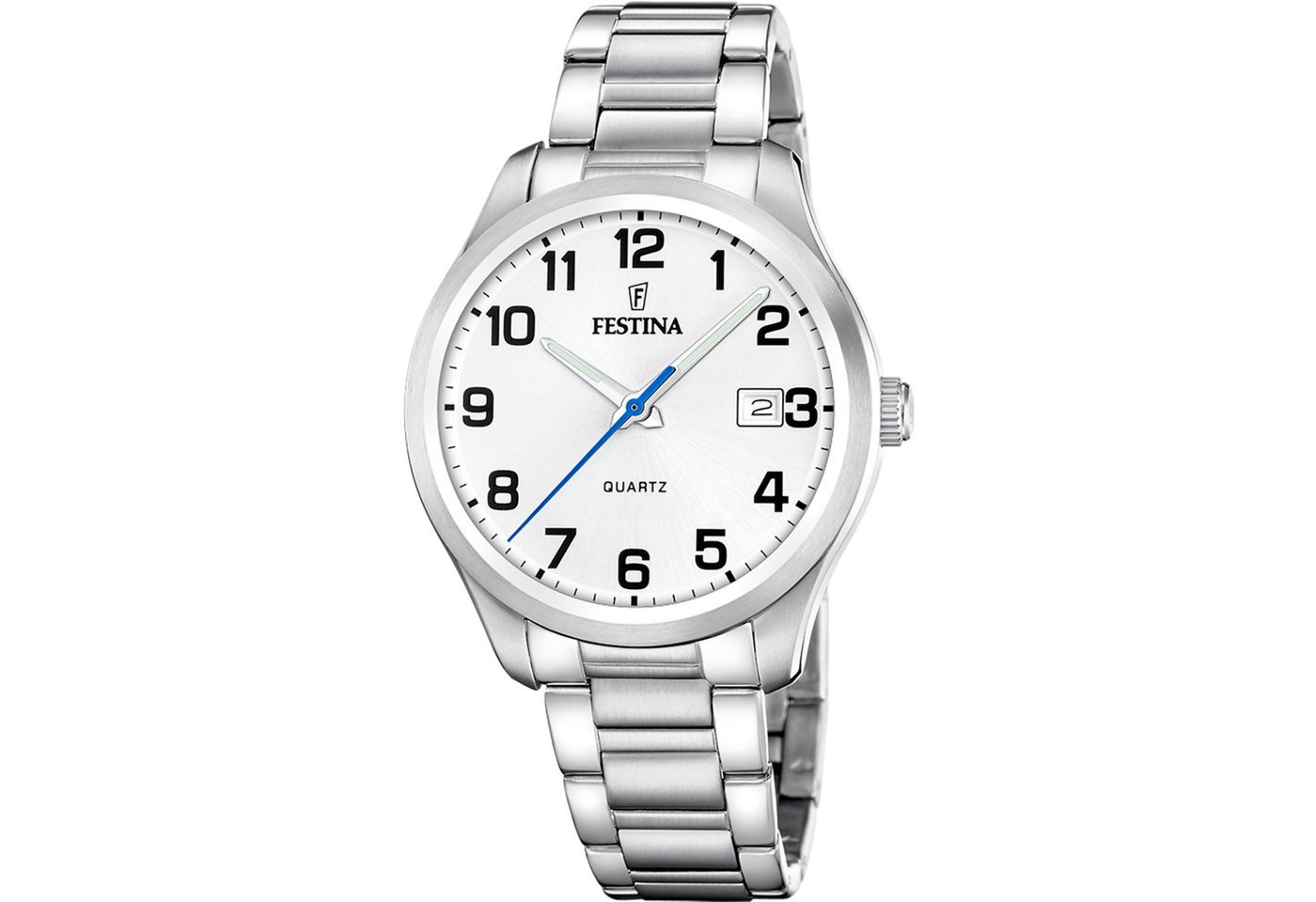 Festina Quarzuhr Classic Steel F20736/1, Armbanduhr, Herrenuhr, Edelstahlarmband, analog, Tag von Festina