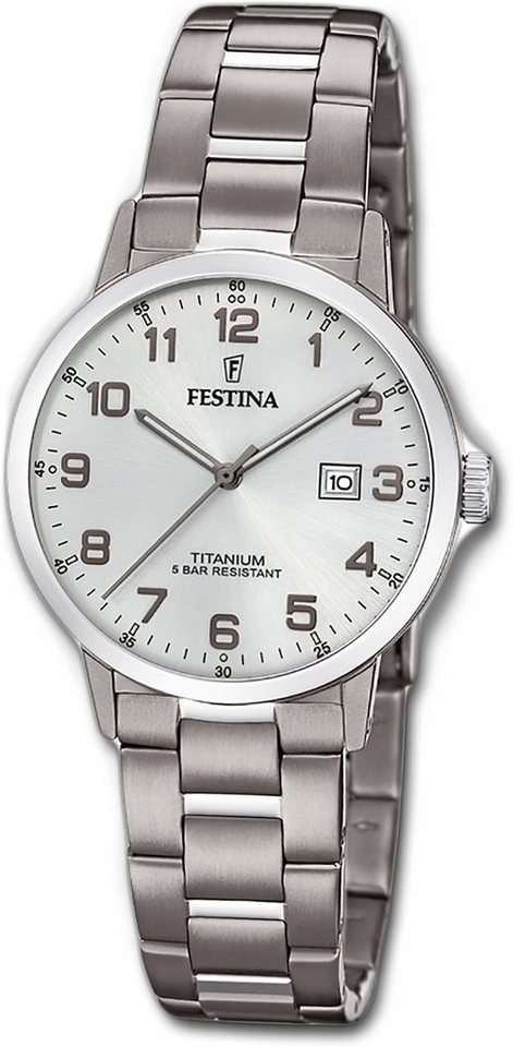 Festina Quarzuhr Festina Titan Damen Uhr, Damenuhr Titanarmband silber, rund, mittel (ca. 31mm) von Festina