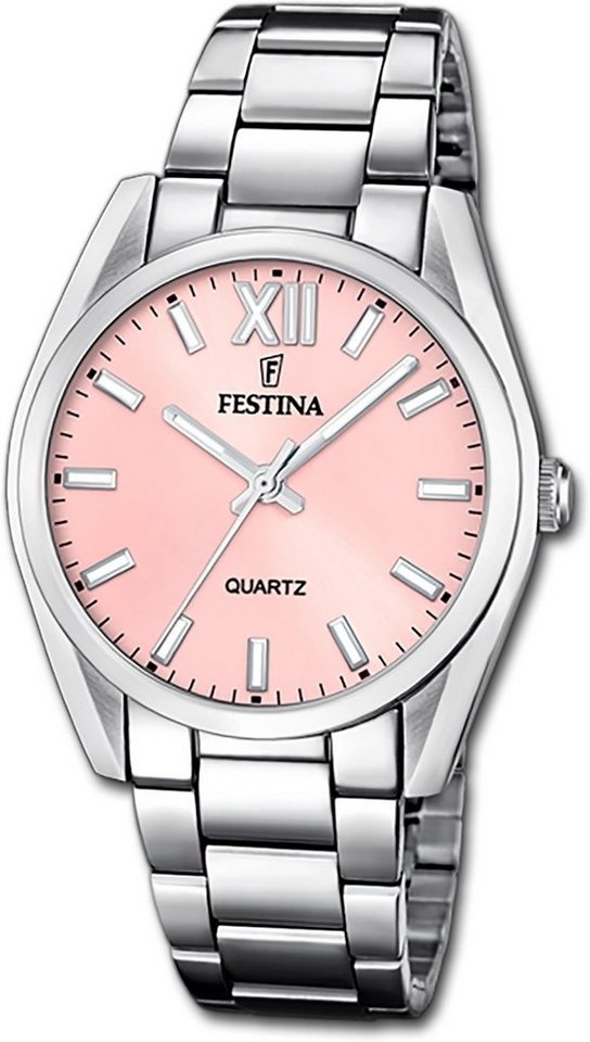 Festina Quarzuhr Festina Damenuhr Boyfriend Armbanduhr, Damenuhr Edelstahlarmband silber, rund, mittel (ca. 37mm) von Festina