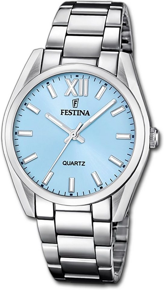 Festina Quarzuhr Festina Damenuhr Boyfriend Armbanduhr, Damenuhr Edelstahlarmband silber, rund, mittel (ca. 37mm) von Festina