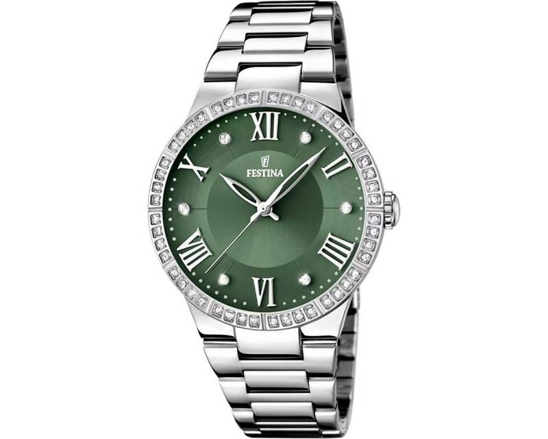 Festina Quarzuhr Damen-Uhr Boyfriend Grün Analog Quarz Edelstahl-Band F16719/5 von Festina