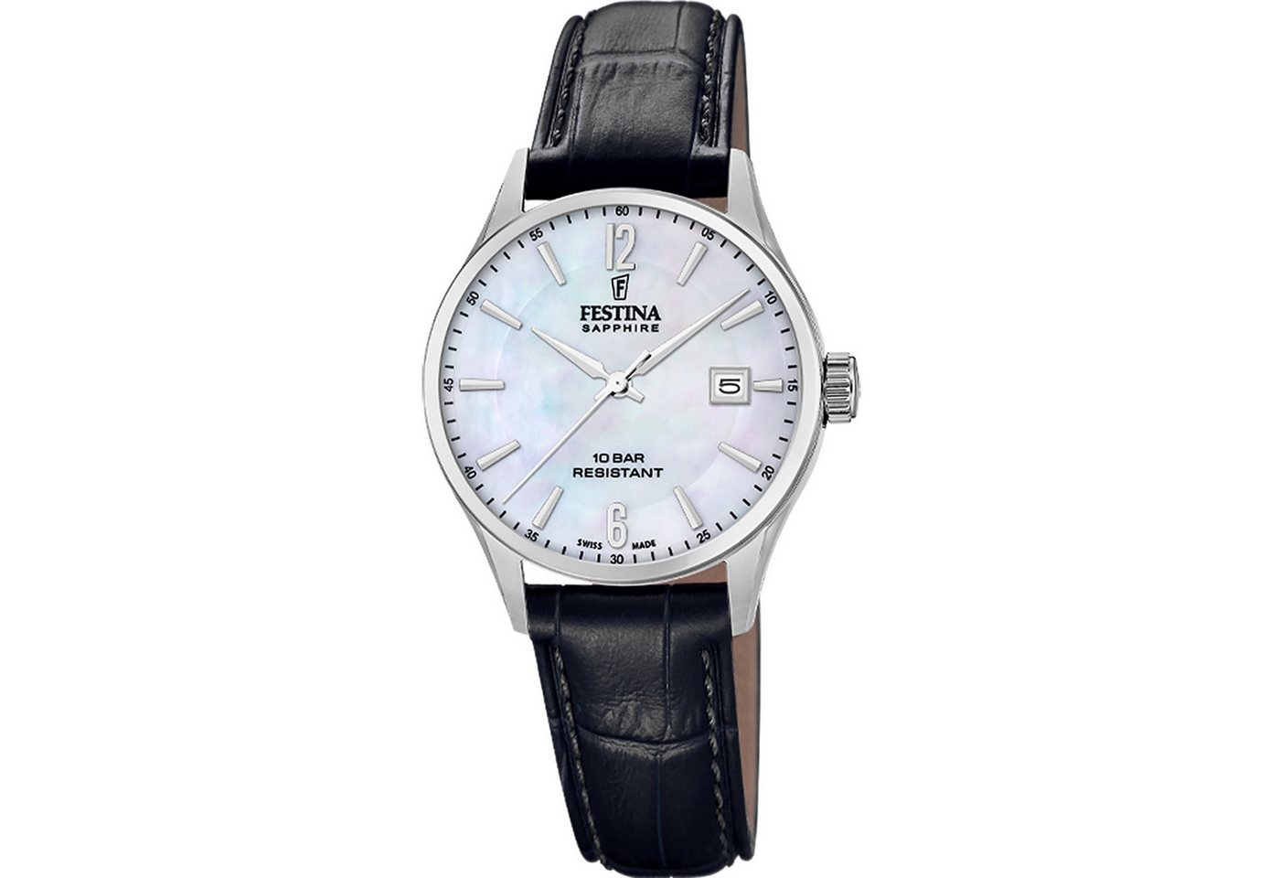 Festina Quarzuhr Damen-Uhr Swiss Made Klassik Analog Quarz Leder-Band F20009/7 von Festina