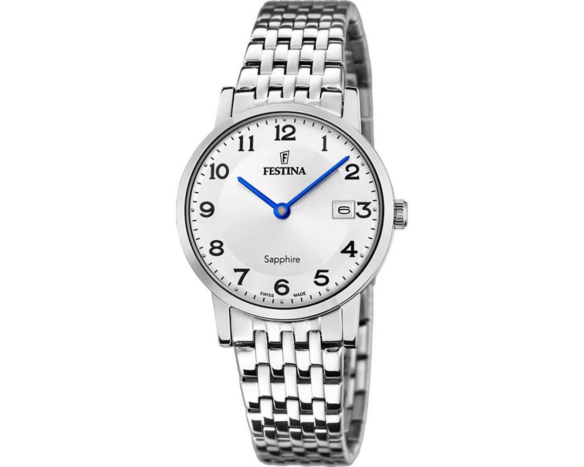 Festina Quarzuhr Damenuhr Swiss Made Analog Quarz Edelstahl-Band F20019/4 von Festina