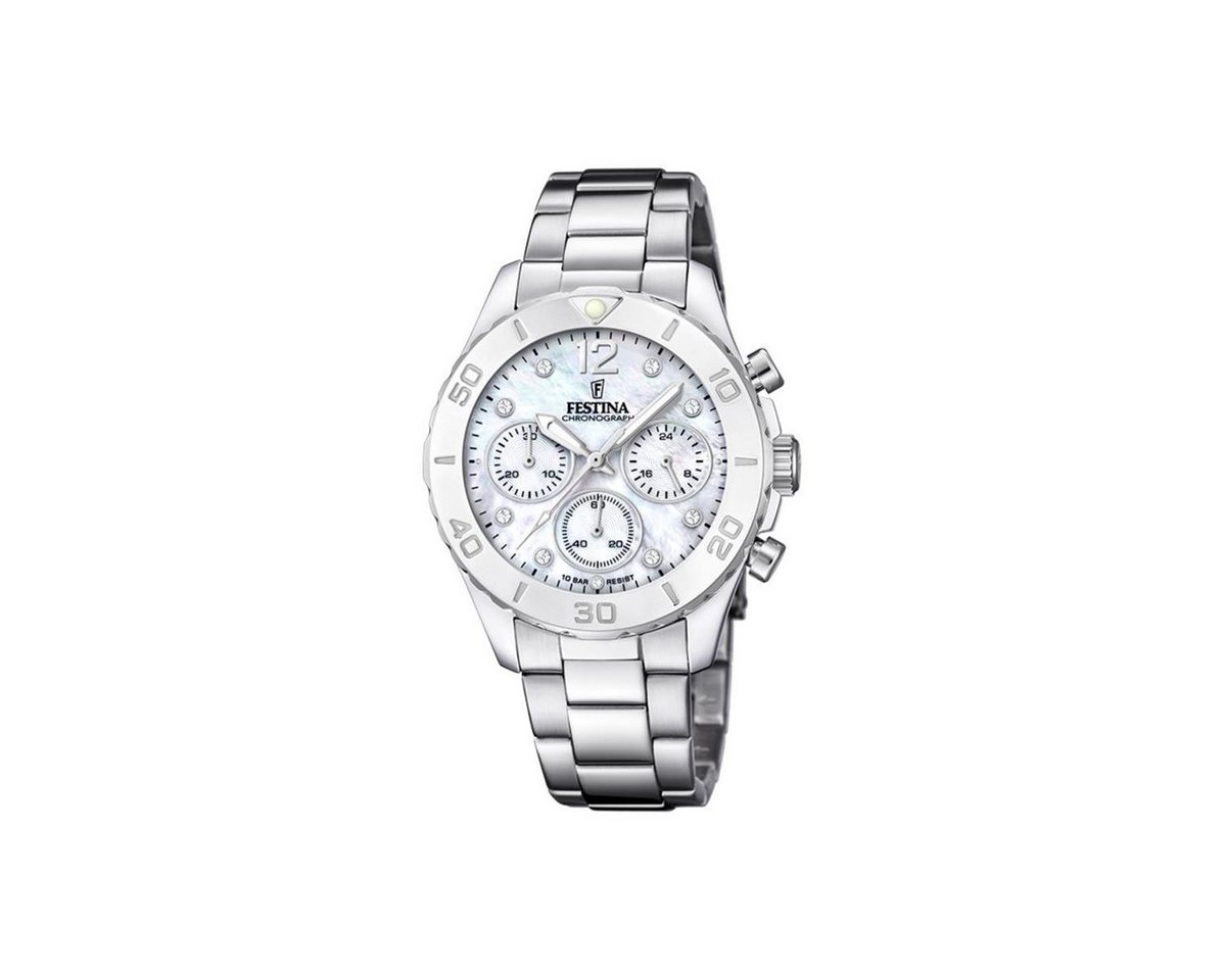 Festina Quarzuhr Festina Boyfriend Damen Uhr F20603/1 Chronograph Edelstahl, Perlmutt, (1-tlg) von Festina
