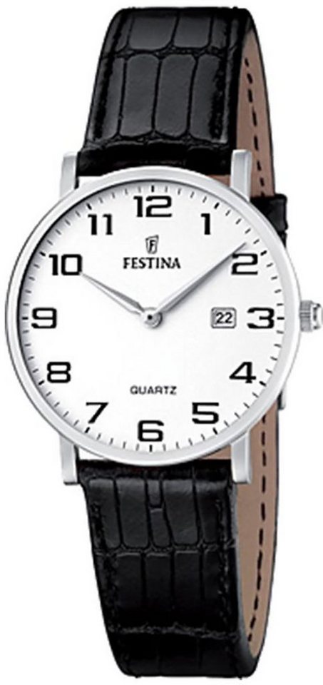 Festina Quarzuhr Festina Damen Uhr F16477/1 Analog Leder, Damen Armbanduhr rund, Lederarmband schwarz von Festina