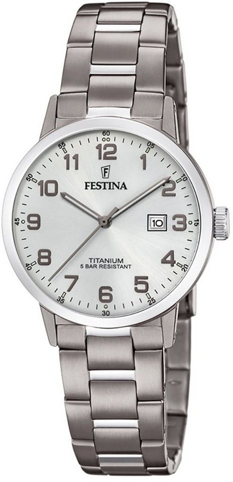 Festina Quarzuhr Festina Damen Uhr F20436/1 Elegant Titan, Damen Armbanduhr rund, Titanarmband silber von Festina