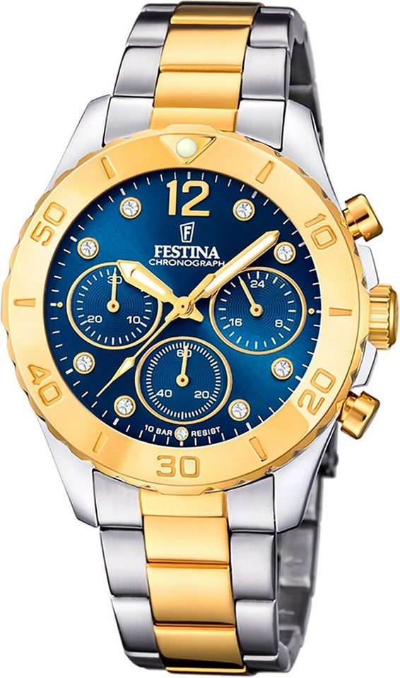 Festina Quarzuhr Festina Damenuhr Boyfriend, (Analoguhr), Damen Armbanduhr rund, Edelstahlarmband silber, gold, Casual von Festina