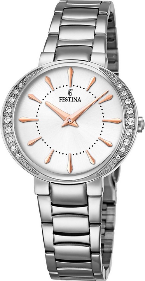 Festina Quarzuhr Festina Damenuhr Boyfriend Armbanduhr, (Analoguhr), Damen Armbanduhr rund, Edelstahlarmband silber, Casual von Festina