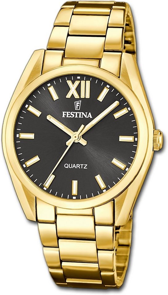 Festina Quarzuhr Festina Damenuhr Boyfriend Armbanduhr, Damenuhr Edelstahlarmband gold, rund, mittel (ca. 37mm) von Festina