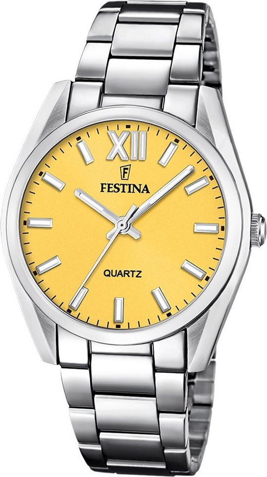 Festina Quarzuhr Festina Damenuhr Boyfriend Armbanduhr, Damenuhr Edelstahlarmband silber, rund, mittel (ca. 37mm) von Festina