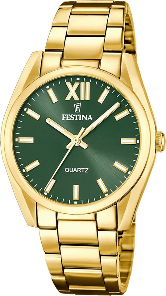 Festina Quarzuhr Festina Damenuhr Edelstahl gold Festina, (Analoguhr), Damen Armbanduhr rund, Edelstahlarmband gold, Casual von Festina