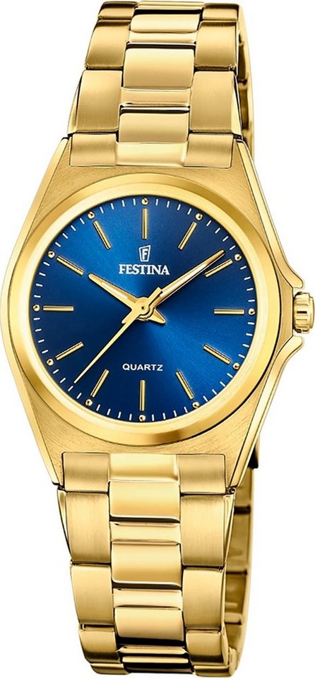 Festina Quarzuhr Festina Damenuhr Klassik, Damen Armbanduhr rund, Edelstahlarmband gold, Casual von Festina