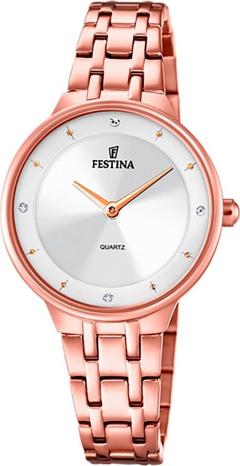 Festina Quarzuhr Festina Damenuhr Mademoiselle, Damen Armbanduhr rund, Edelstahlarmband rosegold, Fashion von Festina