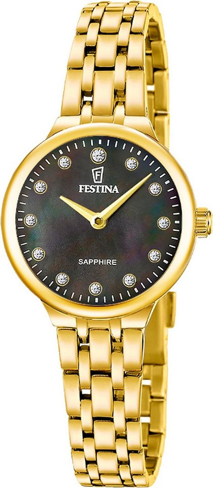 Festina Quarzuhr Festina Damenuhr Mademoiselle Armbanduhr, (Analoguhr), Damen Armbanduhr rund, Edelstahlarmband gold, Fashion von Festina
