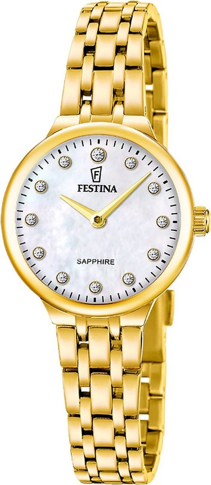 Festina Quarzuhr Festina Damenuhr Mademoiselle Armbanduhr, (Analoguhr), Damen Armbanduhr rund, Edelstahlarmband gold, Fashion von Festina