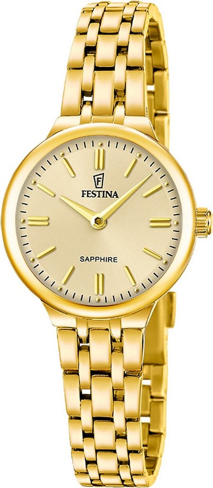 Festina Quarzuhr Festina Damenuhr Mademoiselle Armbanduhr, (Analoguhr), Damen Armbanduhr rund, Edelstahlarmband gold, Fashion von Festina
