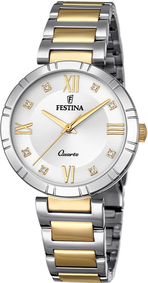 Festina Quarzuhr Festina Damenuhr Mademoiselle Armbanduhr, (Analoguhr), Damen Armbanduhr rund, Edelstahlarmband silber, gold, Fashion von Festina