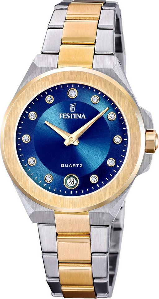 Festina Quarzuhr Festina Damenuhr Mademoiselle Armbanduhr, (Analoguhr), Damen Armbanduhr rund, Edelstahlarmband silber, gold, Fashion von Festina