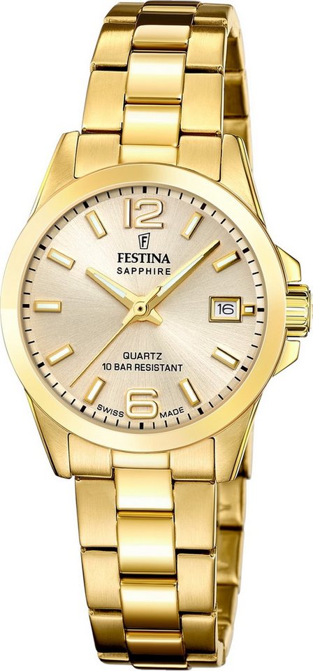 Festina Quarzuhr Festina Damenuhr Swiss Made Armbanduhr, (Analoguhr), Damen Armbanduhr rund, Edelstahlarmband gold, Elegant von Festina