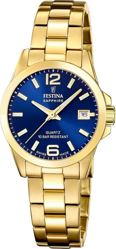 Festina Quarzuhr Festina Damenuhr Swiss Made Armbanduhr, (Analoguhr), Damen Armbanduhr rund, Edelstahlarmband gold, Elegant von Festina