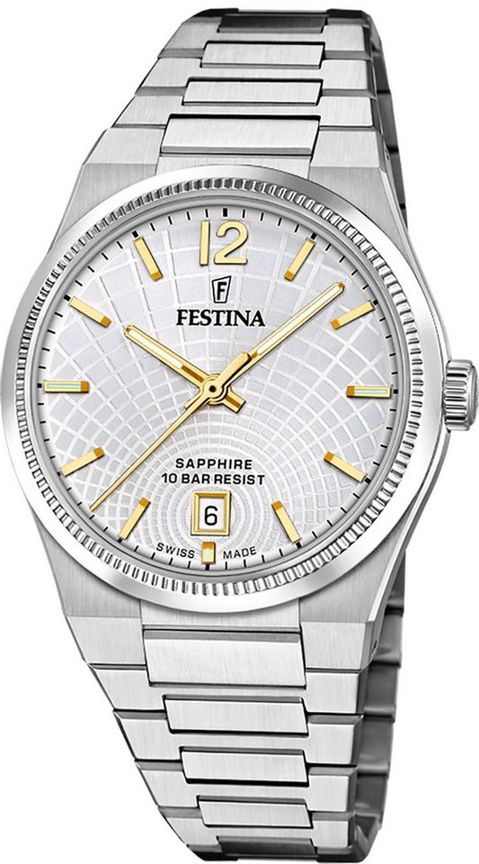 Festina Quarzuhr Festina Damenuhr Swiss Made Armbanduhr, (Analoguhr), Damen Armbanduhr rund, Edelstahlarmband silber, Elegant von Festina