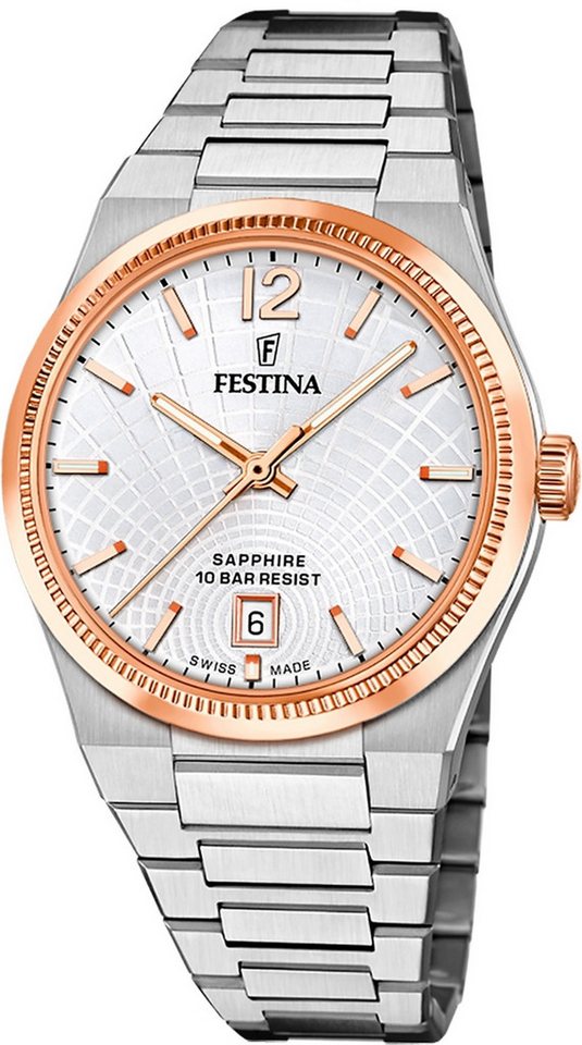 Festina Quarzuhr Festina Damenuhr Swiss Made Armbanduhr, (Analoguhr), Damen Armbanduhr rund, Edelstahlarmband silber, Elegant von Festina