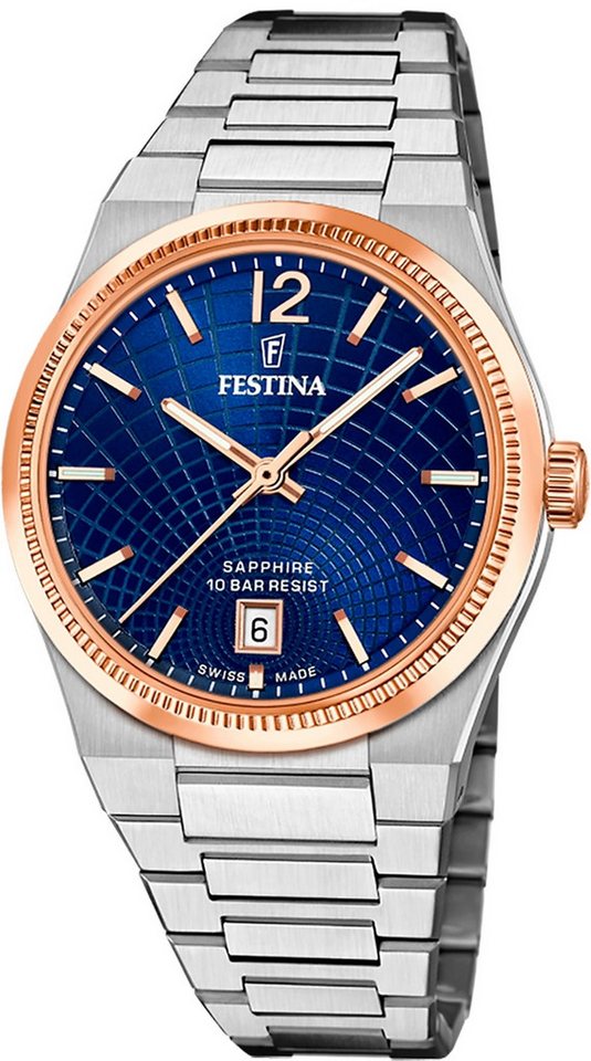 Festina Quarzuhr Festina Damenuhr Swiss Made Armbanduhr, (Analoguhr), Damen Armbanduhr rund, Edelstahlarmband silber, Elegant von Festina