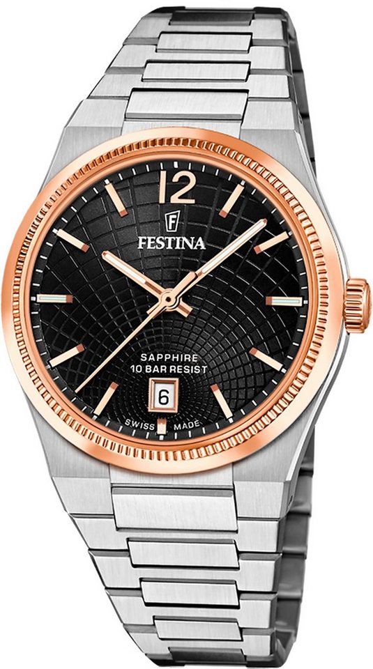 Festina Quarzuhr Festina Damenuhr Swiss Made Armbanduhr, (Analoguhr), Damen Armbanduhr rund, Edelstahlarmband silber, Elegant von Festina
