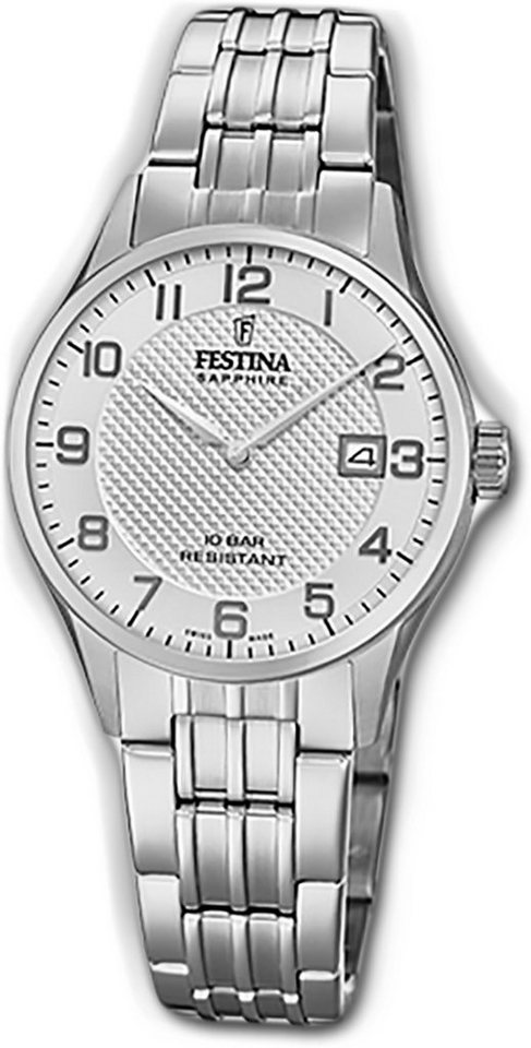 Festina Quarzuhr Festina Edelstahl Damen Uhr, Damenuhr Edelstahlarmband silber, rund, klein (ca. 29mm) von Festina