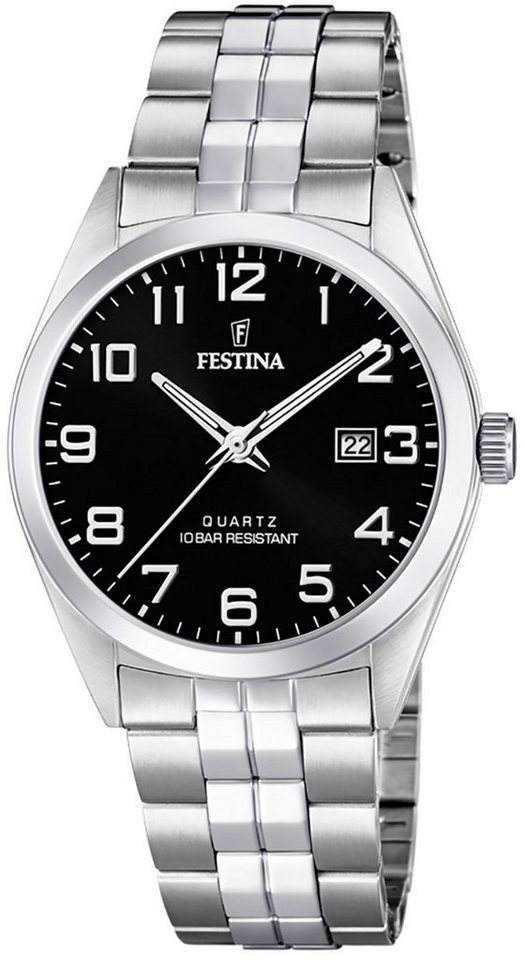 Festina Quarzuhr Festina Herren Uhr F20437/4 Edelstahl, Herren Armbanduhr rund, Edelstahlarmband silber von Festina