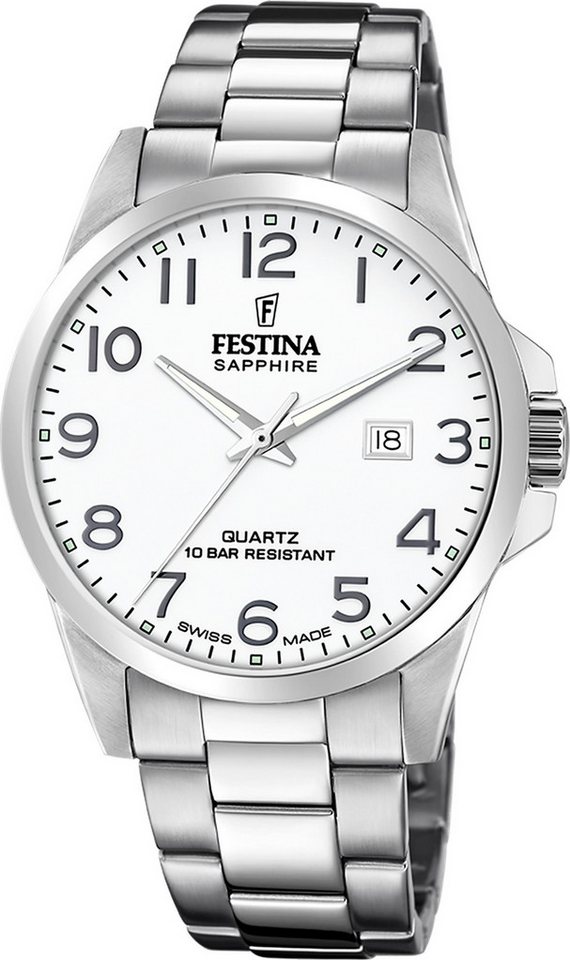 Festina Quarzuhr Festina Herrenuhr Edelstahl silber, (Analoguhr), Herren Armbanduhr rund, Edelstahlarmband silber, Elegant von Festina