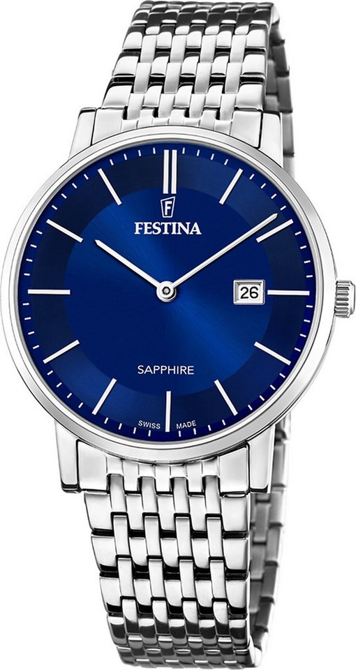 Festina Quarzuhr Festina Herrenuhr Edelstahl silber, (Analoguhr), Herren Armbanduhr rund, Edelstahlarmband silber, Elegant von Festina