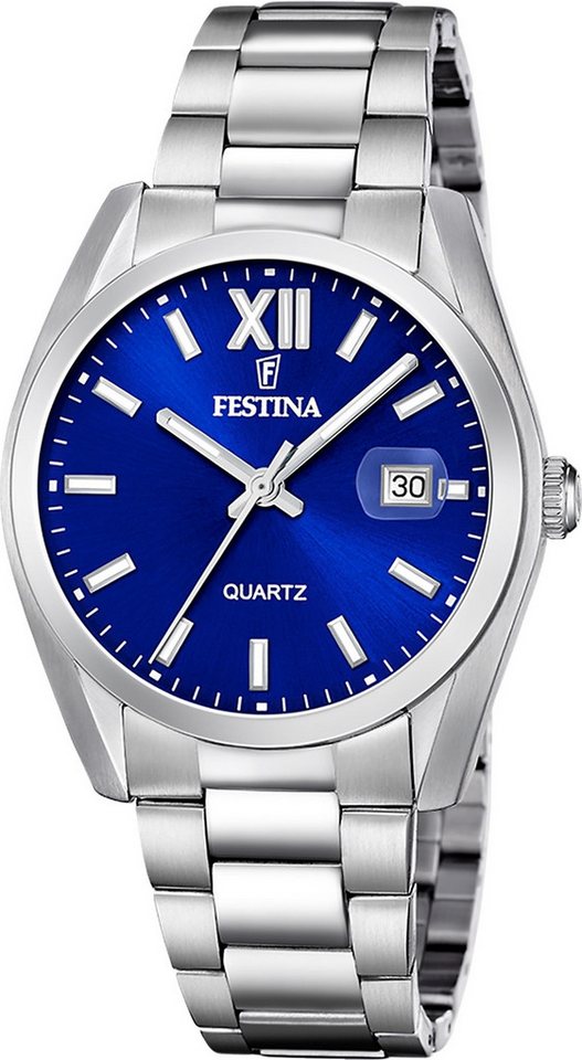 Festina Quarzuhr Festina Herrenuhr Klassik Armbanduhr, (Analoguhr), Herren Armbanduhr rund, Edelstahlarmband silber, Casual von Festina