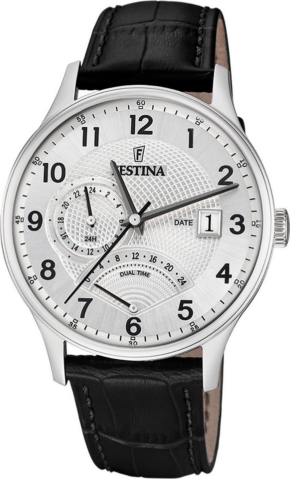 Festina Quarzuhr Festina Herrenuhr Klassik Armbanduhr, (Analoguhr), Herren Armbanduhr rund, Lederarmband schwarz, Casual von Festina