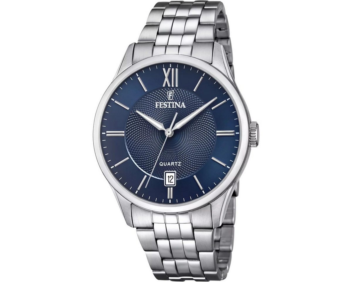 Festina Quarzuhr Herren-Uhr Klassik Blau Analog Quarz Edelstahl-Band F20425/2 von Festina