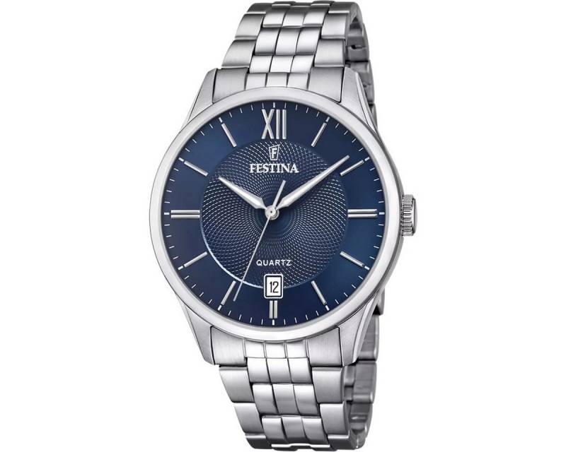 Festina Quarzuhr Herren-Uhr Klassik Blau Analog Quarz Edelstahl-Band F20425/2 von Festina
