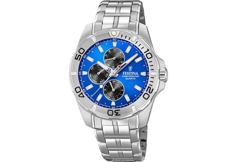 Festina Quarzuhr Herrenuhr F20445/4 – Blau-Schwarzes Zifferblatt, Edelstahlarmband, F20445/4, 43 mm von Festina
