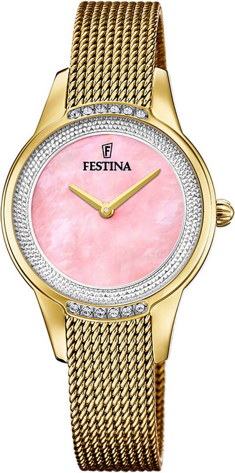 Festina Quarzuhr Mademoiselle F20495/2, Armbanduhr, Damenuhr, Edelstahlarmband, analog, Zirkonia (synth) von Festina