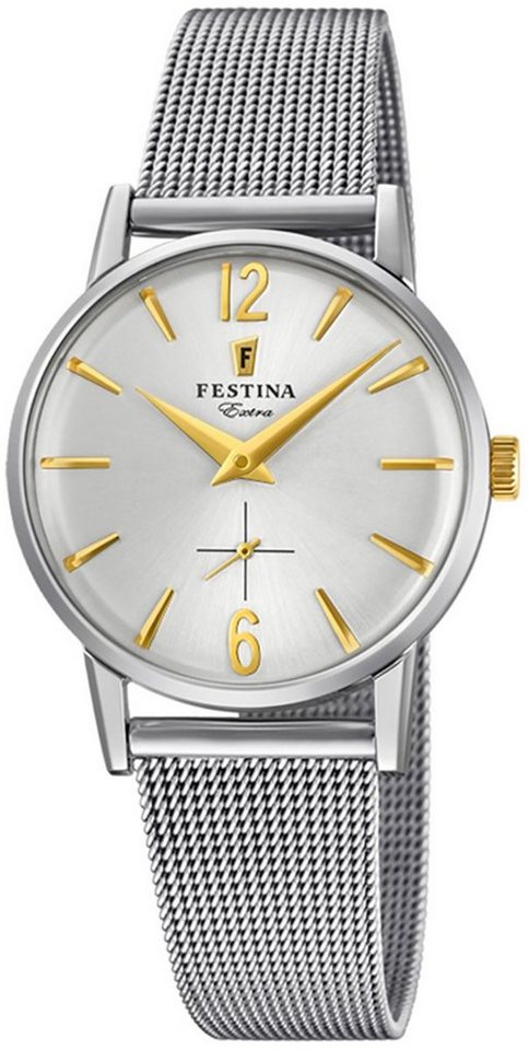 Festina Quarzuhr Festina Damen Uhr F20258/2 Analog, Damen Armbanduhr rund, Edelstahlarmband silber von Festina