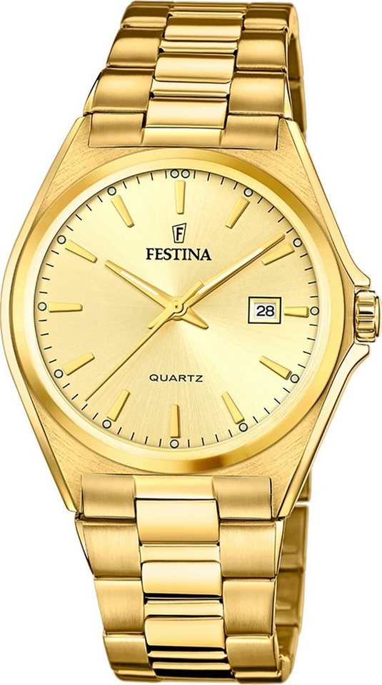 Festina Quarzuhr Festina Herrenuhr Klassik, Herren Armbanduhr rund, Edelstahlarmband gold, Casual von Festina