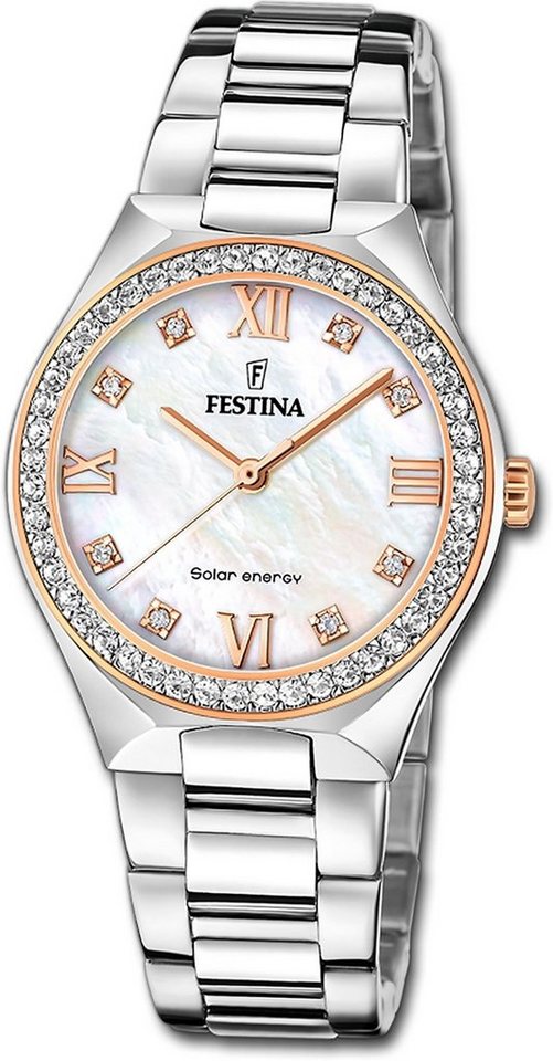 Festina Solaruhr Festina Damenuhr Solar Energy Solaruhr, Damenuhr Edelstahlarmband silber, rund, mittel (ca. 35mm) von Festina