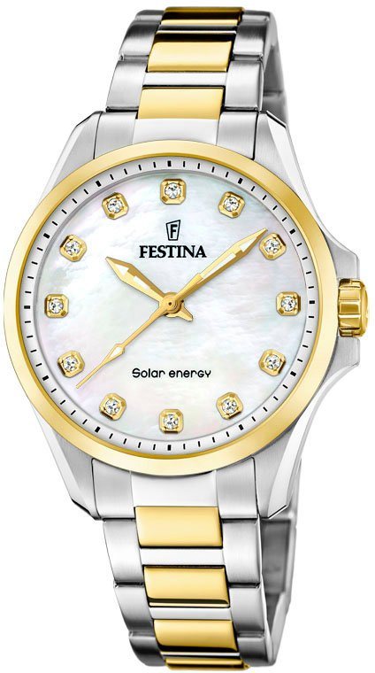 Festina Solaruhr Solar Energy F20655/1, Armbanduhr, Damenuhr, Edelstahlarmband von Festina