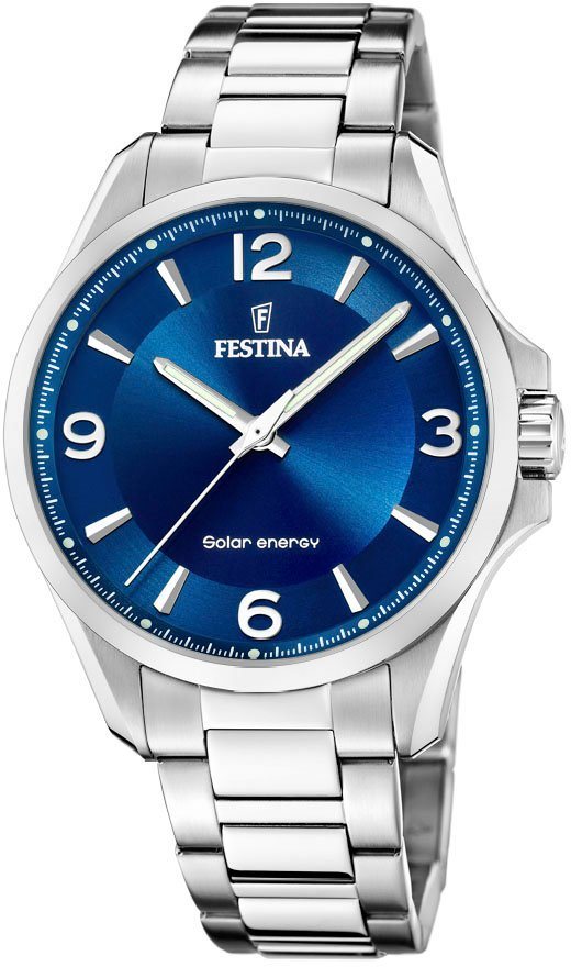 Festina Solaruhr Solar Energy F20656/2, Armbanduhr, Herrenuhr, Edelstahlarmband von Festina